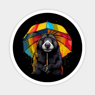 Honey Badger Rainy Day With Umbrella Magnet